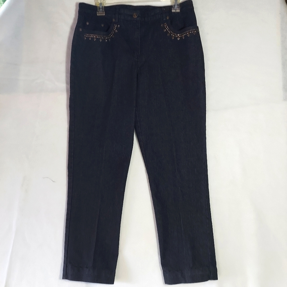 Ruby Rd straight leg studded jeans size 10